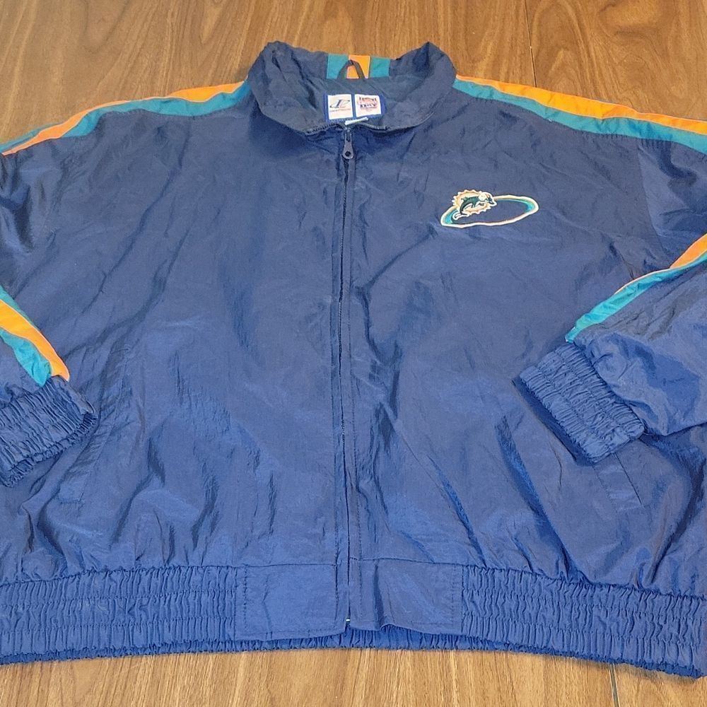 Logo Athletic NFL Game Day Vintage Miami Dolphins Wind Breaker Jacket dx 2XL